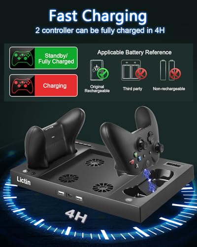 Lictin Cooling Fan Charging Station for Xbox Series X Console & Controller