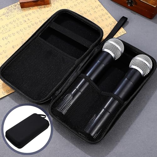 Cabilock Portable Hard Shell Microphone Storage Bag with Padded Dividers Shockproof Protective Case for Mic and Accessories Organizer