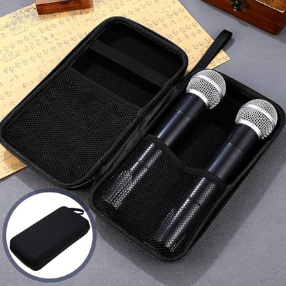 Cabilock Portable Hard Shell Microphone Storage Bag with Padded Dividers Shockproof Protective Case for Mic and Accessories Organizer