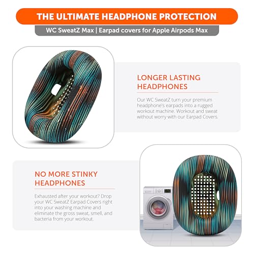 WC SweatZ Max - Patented Silicone Sweat Covers for AirPods Max 1 | Made by Wicked Cushions | (Does Not Fit AirPods Max 2). Sweatproof, Full Earpad Protection | The Simulation - color: The Simulation