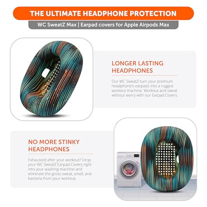 WC SweatZ Max - Patented Silicone Sweat Covers for AirPods Max 1 | Made by Wicked Cushions | (Does Not Fit AirPods Max 2). Sweatproof, Full Earpad Protection | The Simulation - color: The Simulation