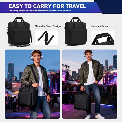 Padded Nylon Mixer Gig Bag Case, 15.4" x 15" x 5.1", Protector Gear Mixer Gig Bag with Removable Strap, DJ Controller Travel Shoulder Bag For RODECaster Pro II, TC Helicon GOXLR, MG10XU 10