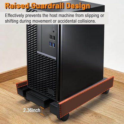 Mobile CPU Stand Adjustable Computer Tower Stand Fits Most PC | CPU Holder with Cooling Fan and 4 Caster Wheels , Adjustable Width Under Desk PC Floor Stand for Office, Home and Classroom
