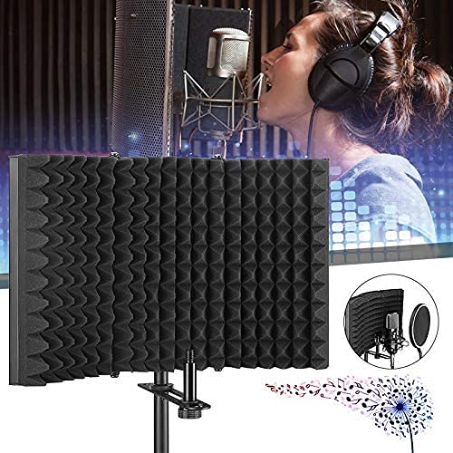 Microphone Soundproof Cover, For The Microphone Of The Recording Studio, Windscreen, Anti-spray Mesh Cover, Sound-absorbing Cover, Noise-proof, Three-door Noise Reduction Panel, Sing 3d Surround Music