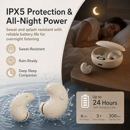 Micool Invisible Sleep Wireless Earphone, Ipx5 Waterproof Earbuds, Lightweight Sleep Headphones Bluetooth 5.3, Painless Sleeping Earphones for Sensitive Sleeper with Long Battery Life (Light Yellow) - color: light yellow