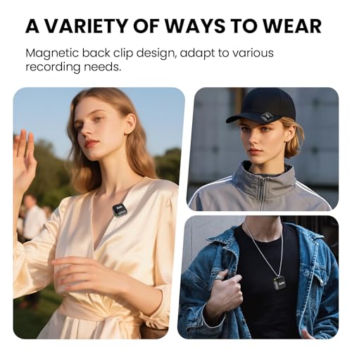 Wireless Lavalier Microphone for iPhone & Android Magnetic Mini Clip Mic | AI Noise Reduction;Lightning & Type-C;9g Light;55H Battery Life with Charging Case for TikTok YouTube Vlog Content Creation