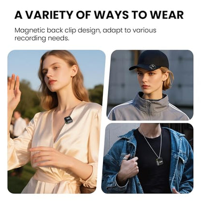Wireless Lavalier Microphone for iPhone & Android Magnetic Mini Clip Mic | AI Noise Reduction;Lightning & Type-C;9g Light;55H Battery Life with Charging Case for TikTok YouTube Vlog Content Creation