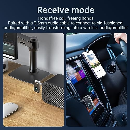 FMIIFMS Premium Pro Bluetooth 5.4 Transmitter Receiver,2-in-1 Wireless Transmitter for TV/Headphones,Gym,Bluetooth Receiver for Car/Home Stereo