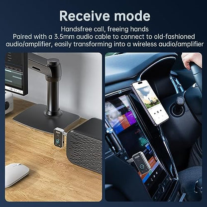 FMIIFMS Premium Pro Bluetooth 5.4 Transmitter Receiver,2-in-1 Wireless Transmitter for TV/Headphones,Gym,Bluetooth Receiver for Car/Home Stereo