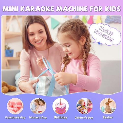 Mini Karaoke Machine for Kids Girls Boys - Birthday Gifts for Ages 4 5 6 7 8+ Year Old - Portable Bluetooth Speaker with 2 Wireless Microphone - Kids' Instrument Accessories - Rose Gold - style: Rose Gold
