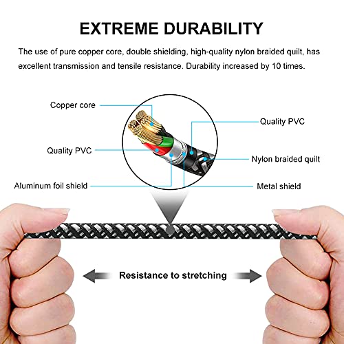 Headphone Extension Cable 12 ft, 4 Pole Nylon Braid 3.5mm TRRS Male to Female Lossless Stereo Audio Adapter Extension Cable for Tablet/PC/ PS4 and More (12FT/4M) - size: 12 ft