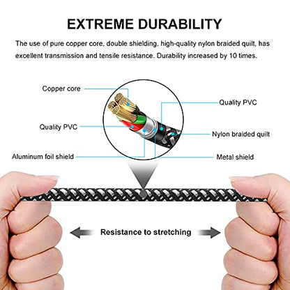 Headphone Extension Cable 12 ft, 4 Pole Nylon Braid 3.5mm TRRS Male to Female Lossless Stereo Audio Adapter Extension Cable for Tablet/PC/ PS4 and More (12FT/4M) - size: 12 ft