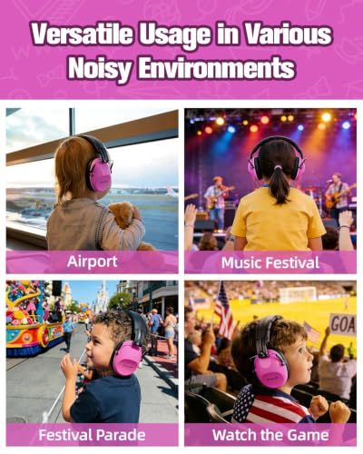 ZOHAN 032 Kids Noise Canceling Headphones - 25dB NRR Kids Ear Protection Earmuffs for School, Monster Jam, Fireworks, Travel, Air Show, Concert, Autism - Pink - color: Pink