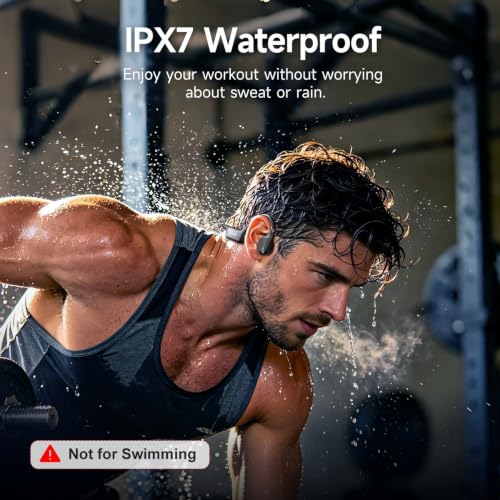 Bone Conduction Headphones Bluetooth 6.1 Open Ear IPX7 Waterproof - color: Black