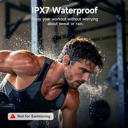 Bone Conduction Headphones Bluetooth 6.1 Open Ear IPX7 Waterproof - color: Black