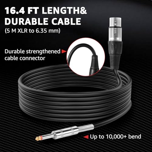 Wired Microphone for Singing,Professional Vocal Dynamic Handheld Karaoke,Cardioid Studio Mic,16.4 ft XLR & 6.35 MM with On and Off Switch, for Speakers/Mixer/Machine/Amp/Speech/Karaoke and Outdoors