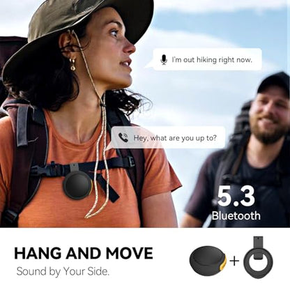ANCwear Wearable Bluetooth Speaker with Clip, 3-Way Portable Mini Speaker | 60g wearable speaker for work, walking and travel with wristband, clip and hanger, IPX6 splash resistance and 9.5H playtime - color: Black