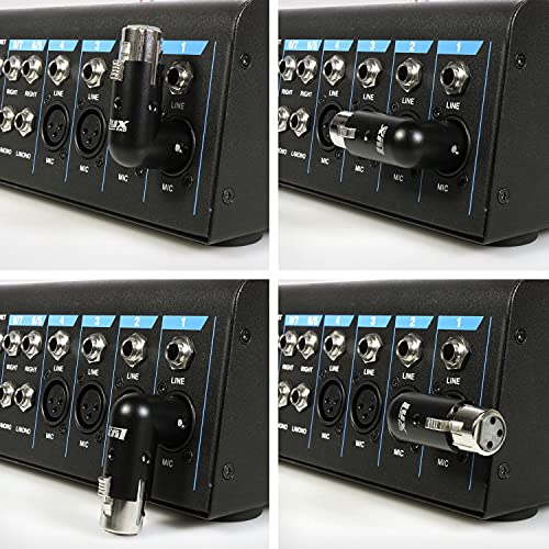 LyxPro XLR Angle Adapter Dual Male and Female can be positioned to 4 Different Angles Right Left and 90 Degree Great for Mixers that Interfere with Other Applications - 2 Pack - size: ef of 2 pk