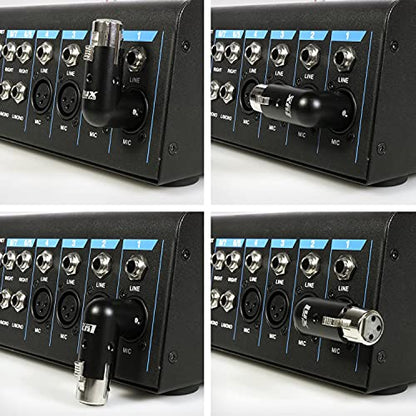 LyxPro XLR Angle Adapter Dual Male and Female can be positioned to 4 Different Angles Right Left and 90 Degree Great for Mixers that Interfere with Other Applications - 2 Pack - size: ef of 2 pk