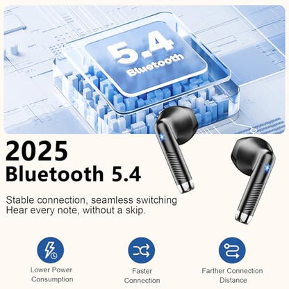 Drsaec Wireless Earbuds, Bluetooth Headphones Stereo Bass Ear Buds with ENC Noise Cancelling Mics, Earbuds with LED Display Charging Case, IP7 Waterproof Earphones for Android iOS - color: Light black