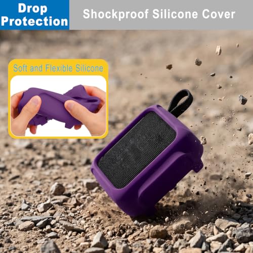 Silicone Case Cover for JBL Go 5 Portable Speaker(Deep Purple) | Travel Carrying Protective Pouch with Attach Straps for Bike Golf Cart Scooter - color: Deep Purple