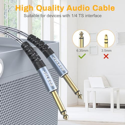 JOLGOO 1/4 Inch Guitar Instrument Cable 20 FT 2-Pack, 1/4 inch TS Guitar Cable, Quarter inch Cable, for Electric Guitar, Bass, Keyboard, Mixer, Amplifier, Speaker, Electric Mandolin - color: Grey, size: 20 Feet, style: TS Mono Cable 2-Pack