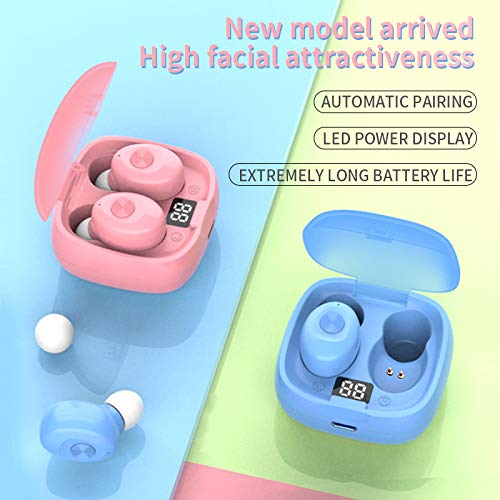 Mini TWS Gaming in-Ear Earbuds Wireless Earphones - Low-Latency with Charging case Bluetooth in Ear Headphones TWS Headset Suitable for Gamers/Runners/Fitters/Sport -Pink - color: Pink