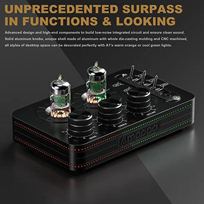 A1 Vacuum Tube Phono Preamp, Headphone Amp, Hi-Fi Audiophile Preamplifier for MM Turntable Record Player with Tone Control for Home Stereo Audio System