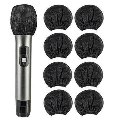 buluker 200 Pcs Disposable Microphone Cover Non-Woven Handheld Microphone Windscreen Protective Cap for Recording Room, KTV and Any Shared Environment (Black)
