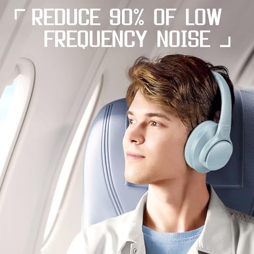 TUINYO Bluetooth Headphones Wireless, Over Ear Stereo Wireles Headset 40H Playtime with deep bass, Soft Memory-Protein Earmuffs, Built-in Mic Wired Mode PC/Cell Phones/TV-Dark Grey - color: Blue Gray