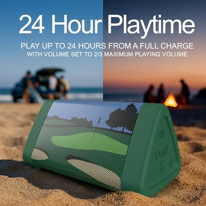 OontZ Angle 3 (4th Gen) – Portable Bluetooth Speaker, 12W Stereo Sound, 24 Hour Playtime, Rich Bass, 100 Foot Wireless Range, Waterproof, Home, Outdoor, Travel, Great Gift and Golf Speaker (Green) - color: Golf-Green