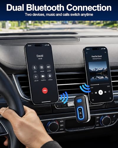 Aux Bluetooth 5.3 Adapter for Car, Bluetooth Receiver Aux Car Adapter, Auxiliar Audio Blue Tooth para Carro Wireless Dongle with 3.5mm Jack for Stereo Systems and Headphones