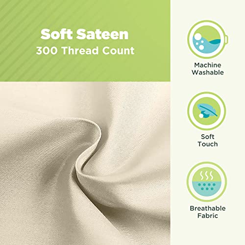 Bean Products Natural Cotton Neck Roll Pillowcase for 6" Dia x16 | Washable Neck Roll Pillowcase, 300 Thread Count, Zipper Free, With Duvet Flap That Keeps The Pillow In - Made in USA - color: Natural (Sateen Weave), size: 6" x 16"