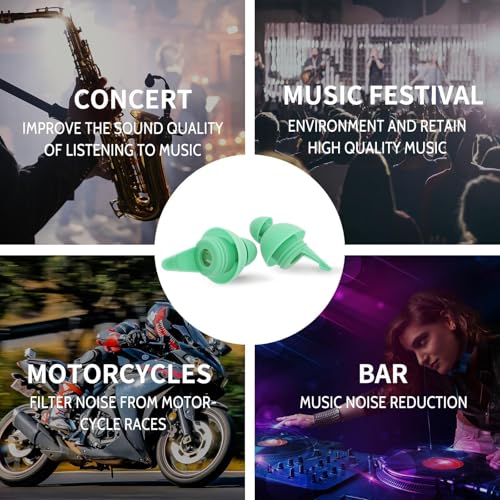 LYSIAN High Fidelity Concert Ear Plugs, 23dB, 2 Pairs with Case, Aqua | Reusable soft musician earplugs for concerts, festivals & raves; 23dB noise reduction, 2 pairs with aluminum case - color: Aqua