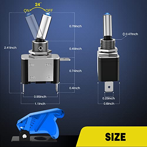 Nilight 5PCS LED Toggle Switch ON Off 12V Blue Lighted Aircraft Safety Cover Heavy Duty 20A SPST 3 Pin Rocker for Automotive Cars Trucks Boats Racing Cars,2 Years Warranty | Safety Cover Heavy Duty 20A SPST 3 Pin Rocker Switches for Automotive Cars Trucks