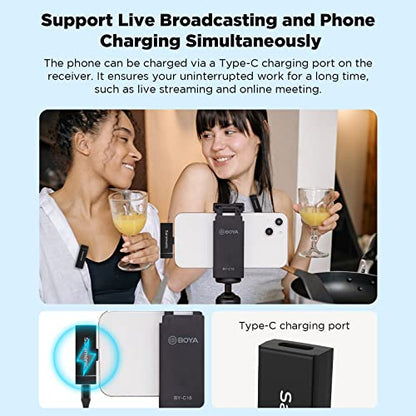 Saramonic Wireless Lavalier Microphone for iPhone iPad 2.4Ghz Clip On Lapel Condenser Mic Plug and Play Mini for Interview Streaming Recording Video Podcast Vlog YouTube SR-Blink Go-D2 (TX+TX+RX) - size: Blink go D2