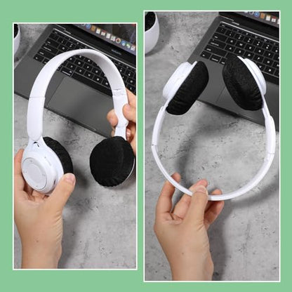 6pcs Fabric Headphone Ear Covers, Black Washable Ear Pad Covers Stretchable Earcup Spandex Headphone Protector Sweat Headset Cloth Fit 3.5" to 5.9