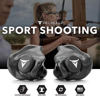 Decibullz - NRR 31 Custom Molded Earplugs, Perfect Fit Ear Protection for Safety, Travel, Work and Shooting (Black) - color: Black