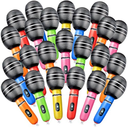 30 Pcs Inflatable Microphones for Kids & Adults, Karaoke Party Favors - color: Bright Color