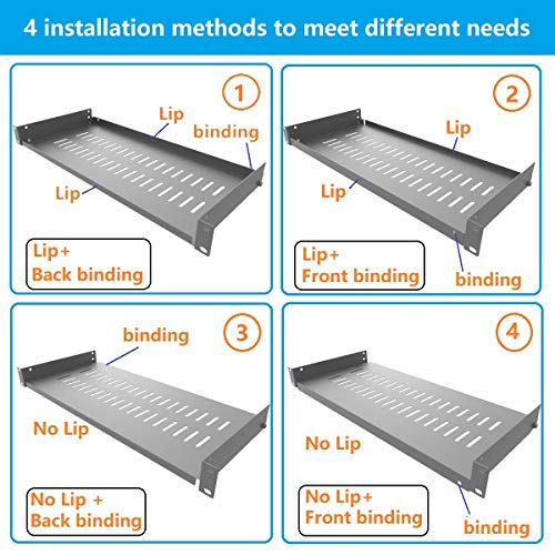 2 Pack of 1U Vented Cantilever Server Rack Mount Shelf 8" D | Disassembled Universal Rack Tray 8" Depth for 19" Network Cabinet or Equipment Rack (8V2PC) - size: 8V2PC