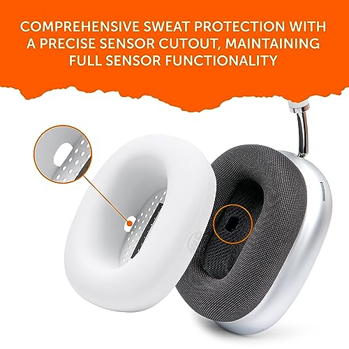 WC SweatZ Max - Patented Silicone Sweat Covers for AirPods Max 1 | Made by Wicked Cushions | (Does Not Fit AirPods Max 2). Sweatproof, Full Earpad Protection | White - color: White