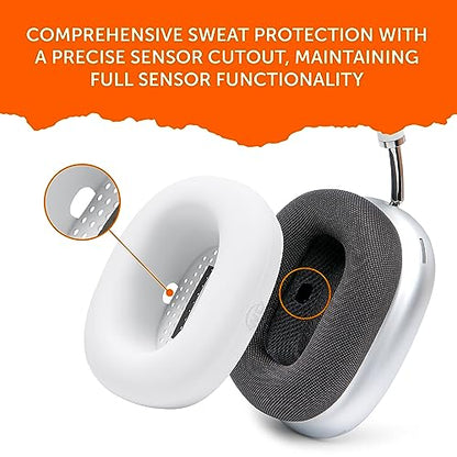 WC SweatZ Max - Patented Silicone Sweat Covers for AirPods Max 1 | Made by Wicked Cushions | (Does Not Fit AirPods Max 2). Sweatproof, Full Earpad Protection | White - color: White