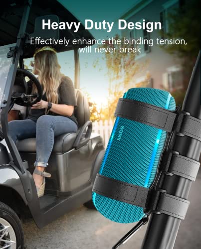 ALIENSX Premium Leather Speaker Mount for Bike/Golf Cart/Boat Railing | Portable Adjustable Strap for JBL Charge/Flip, Most Wireless Bluetooth Speakers, Waterproof Holder for Bicycle, Motorcycle