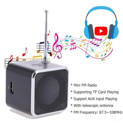 Mini Wireless Portable Bluetooth FM Radio Speaker MP3 Player,Green - color: Green