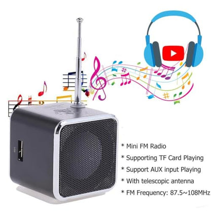 Mini Wireless Portable Bluetooth FM Radio Speaker MP3 Player,Green - color: Green