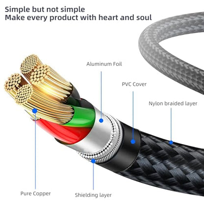 AUX Cable,3.5mm Audio AUX Cord for Car,Braided 3.5mm Male to Male Stereo Cable, Compatible with:Headphones, Phones, iPod,Car Audio,MP3 and More (20FT) - size: 20 ft