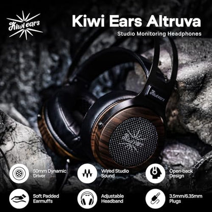 Linsoul Kiwi Ears Altruva Hi-Fi 50mm Dynamic Driver Monitoring Headphones - color: BlackWood