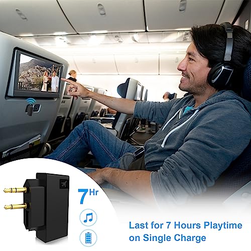 Bluetooth Airplane Adapter for Headphones,in-Flight Bluetooth Audio Adapter with 3.5mm Jack on Airplanes/Gym/TVs/Gaming/PC/iPad/PS5