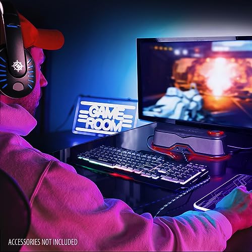 ENHANCE SB1 High Excursion Computer Soundbar - USB Powered Computer Speaker, Under Monitor Speaker with 10W Peak, LED Volume Control Knob, Headset Pass Through, Gaming Soundbar for PC - color: Red
