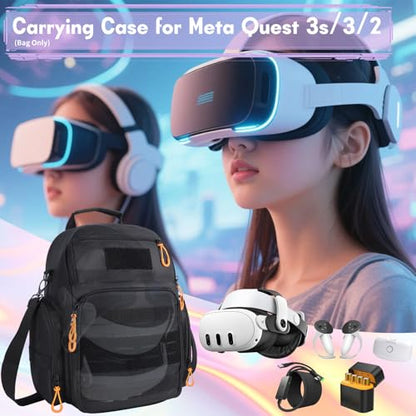 Carrying Case for Meta Quest 3s/3/2, Travel Case for Oculus Quest 3 Headset | Large Storage Case Compatible with Quest Pro, Touch Controllers Accessories for Travel Home Storage